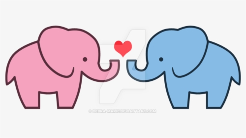 Elephants In Love Drawing - 2 Elephants In Love Cartoon, HD Png Download, Transparent PNG