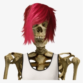 Red Haired Skeleton Transparent Image - Skeleton With Red Wig, HD Png Download, Transparent PNG