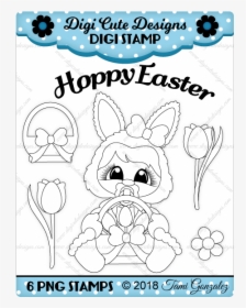 Easter Baby Bunny Digi Stamp-easter, Bunny, Flower, - Independence Day, HD Png Download, Transparent PNG