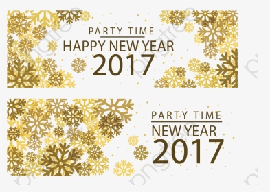 Happy New Year 2017 Png Golden Party Banner Vector - Graphic Design, Transparent Png, Transparent PNG