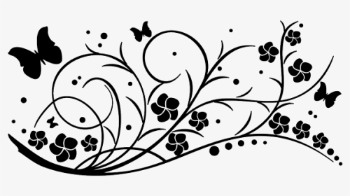 Flores Vector Black And White - Butterfly Border Clipart Black And White, HD Png Download, Transparent PNG