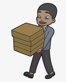 Animated Guy Carrying Box Png, Transparent Png, Transparent PNG