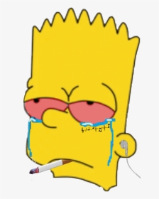 #bart #bartsimpson #sad #headphone #cry - Bart Simpson Head Png Sad, Transparent Png, Transparent PNG