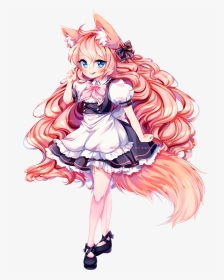 #anime #animegirl  #fox #foxgirl - Anime Fox Girl Drawing, HD Png Download, Transparent PNG