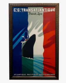 1950s French Line Transatlantique Beautiful Art Deco - Transatlantique French Line Vintage Travel Poster Print, HD Png Download, Transparent PNG