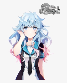 Anime Girl With Blue And Pink Hair - Anime Girl With Blue Curly Hair, HD Png Download, Transparent PNG