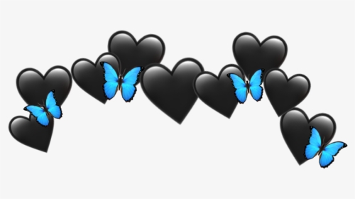 #emoji #black #hearts #butterflies #crown #✨🖤🦋✨ #freetoedit - Heart, HD Png Download, Transparent PNG