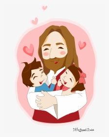 Jesus Clipart Vector - Jesus With Girl Happy Cartoon, HD Png Download, Transparent PNG