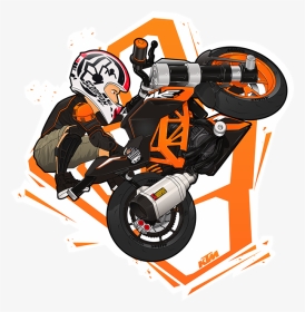 Ktm Rc8 Cartoon , Transparent Cartoons - Chibi Motorcycle Rider Hd, HD Png Download, Transparent PNG