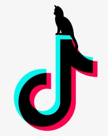 #tiktok #logo #with #cat #mit #katze #schwarz #black - Tik Tok Logo Png, Transparent Png, Transparent PNG