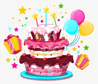 Birthday Cake Illustration - Happy Birthday Cake Png, Transparent Png, Transparent PNG