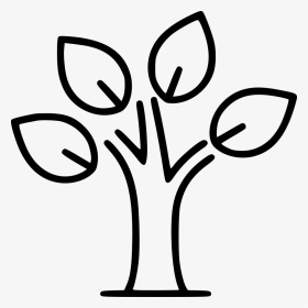 Tree With Leaves - Line Art, HD Png Download, Transparent PNG