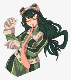 Green Anime Fictional Character - Tsuyu Asui Transparent, HD Png Download, Transparent PNG