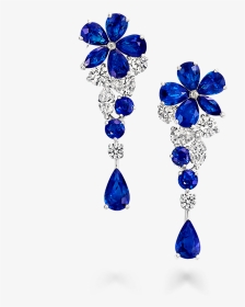 Earring Transparent Blue Flower - Graff Diamonds Emerald Earrings, HD Png Download, Transparent PNG