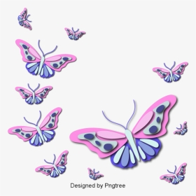 Beautiful Colorful Cartoon Hand-painted Butterfly Spring, - صور فراشات صغيرة بنفسجية في ورقة بيضاء خلفية, HD Png Download, Transparent PNG