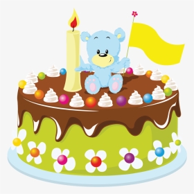 生日蛋糕免费卡通小熊蛋糕- Birthday Cartoon Cake Clipart, HD Png Download , Transparent  Png Image - PNGitem