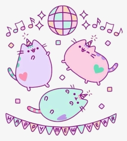 #pusheen #cute #party #happynewyear #scdiscoballs #discoballs - New Year Pusheen Gif, HD Png Download, Transparent PNG