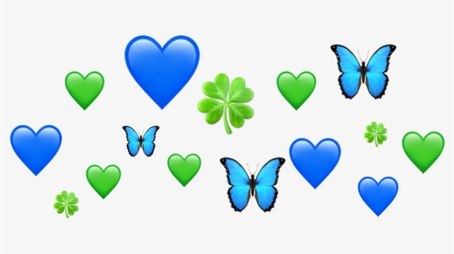 #emoji #butterfly #heart #green #blue #crown #emojicrown - Heart, HD Png Download, Transparent PNG