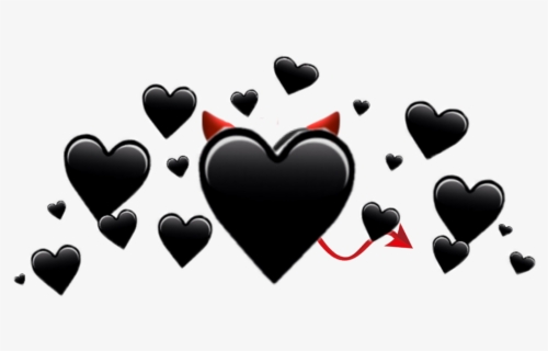 #hearts #sticker #devil #black #blackheart #herz #herzen - Black Heart Crown Png, Transparent Png, Transparent PNG