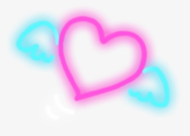 #freetoedit #neon #heart With Angel Wings - Heart, HD Png Download, Transparent PNG