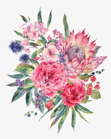 Bouquet Vector Rose Watercolor - Watercolour Flowers Bouquet, HD Png Download, Transparent PNG