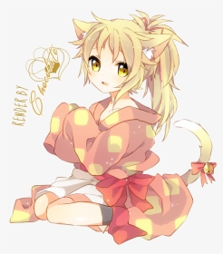 Ecchi Drawing Neko - Blonde Cat Anime Girl, HD Png Download, Transparent PNG