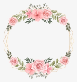 #rose #wreath #flower #square #geometric #glitter #golden - Marco Flores Acuarela Png, Transparent Png, Transparent PNG