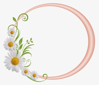 Cream Round Frame With Daisies - Flower Round Frames Png, Transparent Png, Transparent PNG