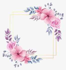 #rose #square #flower #floral #frame #gold #glitter - Vintage Flower Frame Png, Transparent Png, Transparent PNG