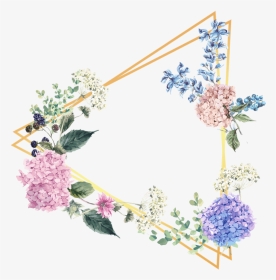#triangle #flower #floral #frame #gold #glitter #geometric - Floral Frame Picsart, HD Png Download, Transparent PNG