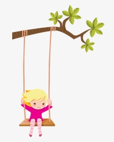 Cartoon Girl On Swing Drawing, HD Png Download, Transparent PNG