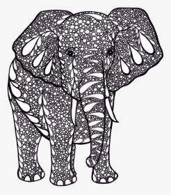 Tangle Drawing Elephant - Black And White Printable Artwork, HD Png Download, Transparent PNG