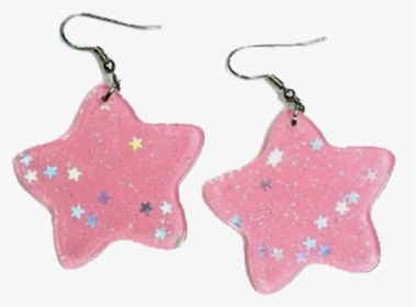 #earrings #kawaii #fairykei #pink #stars #glitter #aesthetic - Aesthetic Pink Earrings Png, Transparent Png, Transparent PNG