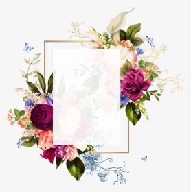 ftestickers #butterflies #flowers #background #frame - Floral Background  With Frame, HD Png Download , Transparent Png Image - PNGitem