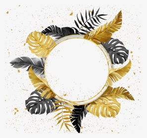 #round #wreath #frame #feathers #geometric #gold #paint, HD Png Download, Transparent PNG