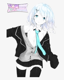 Blue Hair Anime Girl Png - Anime Girl With Light Blue Hair, Transparent Png, Transparent PNG