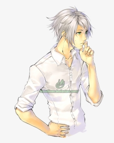 Puzzled By Bloodlinev On Deviantart - Anime Male White Hair Green Eyes, HD Png Download, Transparent PNG
