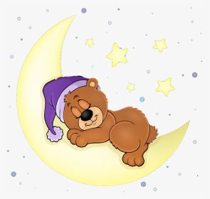 #cute #bear #sleeping #sleep #moon #star #stars #blue - Sleeping Bear Clipart Png, Transparent Png, Transparent PNG