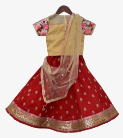 Beige Embroidery Choli With Red Embroidery Lehenga - Costume, HD Png Download, Transparent PNG