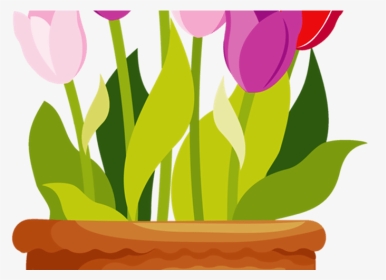 Tulip Garden Clip Art - Flower Pot Clipart Png, Transparent Png, Transparent PNG