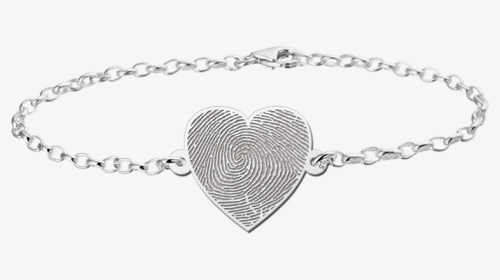 Silver Fingerprint Bracelet Heart - Silver Bracelet Photo With Name, HD Png Download, Transparent PNG