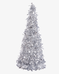 Silver Tinsel Png File - Silver Christmas Tree Table Decor, Transparent Png, Transparent PNG