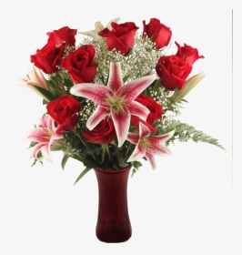 Buy Roses For Valentines Day Red Roses Lilies Gypsophila - Букет Из 25 Роз, HD Png Download, Transparent PNG