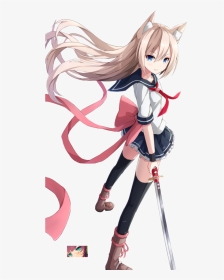 [render] Anime Girl By Miregg On Deviantart - Manga Girl Hybrid Cat, HD Png Download, Transparent PNG