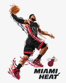 Lebron James Png Vector Basket - Miami Heat, Transparent Png, Transparent PNG