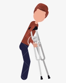 Clipart Man Crutch - Icon Man Using Crutches, HD Png Download, Transparent PNG