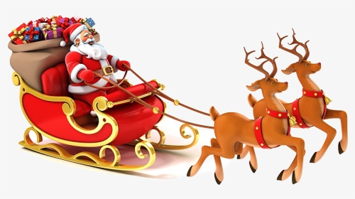 Christmas Sled Png Image - Christmas Deer With Santa, Transparent Png, Transparent PNG
