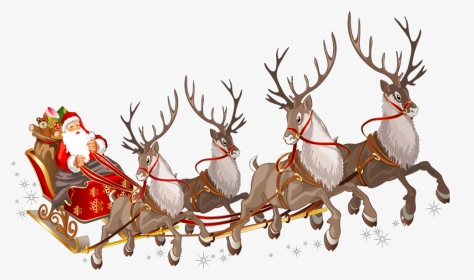 #ftestickers #christmas #santaclaus #sleigh #reindeer - Transparent Background Santa Sleigh Png, Png Download, Transparent PNG