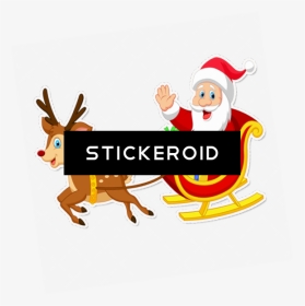 Rudolph Pulling Santa S Sleigh , Png Download - Santa Claus With Sleigh Clipart, Transparent Png, Transparent PNG