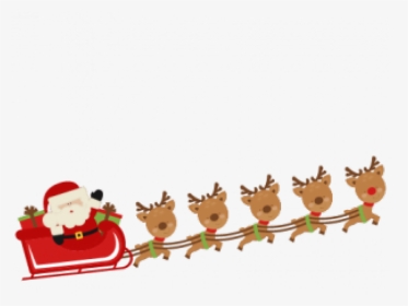 Santa Sleigh And Reindeer Clipart, HD Png Download, Transparent PNG